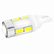 Автолампа диод T10 (W5W) 12V 10SMD диодов 1-контакт. с линзой без цоколя SKYWAY Габариты ком-кт 2шт